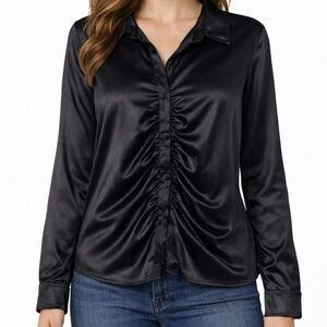 H&M Divided Top Women’s Black Long Sleeve Collared Tuxedo Blouse Size 3XL Button